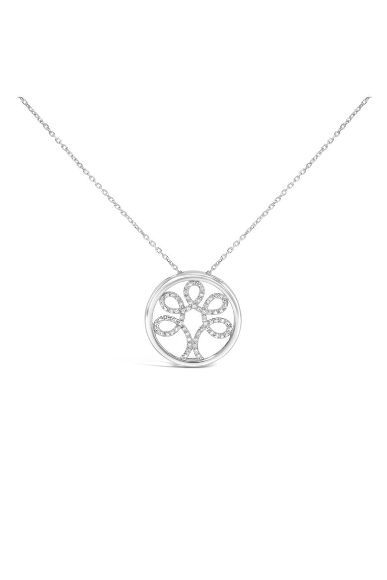 Silver 1/10 Cttw Diamond Tree of Life Pendant Necklace, Main, color, White
