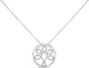 Haus of Brilliance Silver 1/10 Cttw Diamond Tree of Life Pendant Necklace