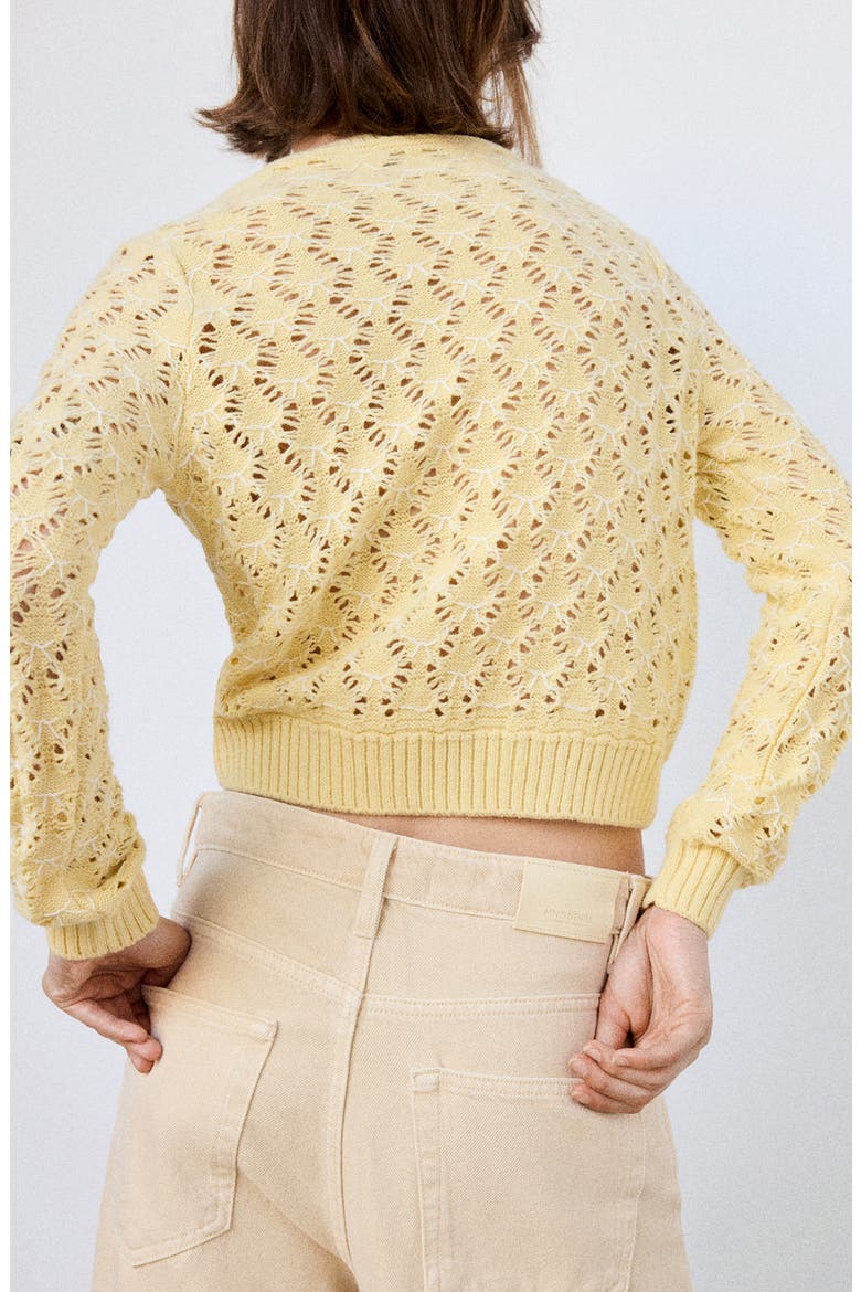Openwork Knit Crewneck Sweater, Alternate, color, VANILLA