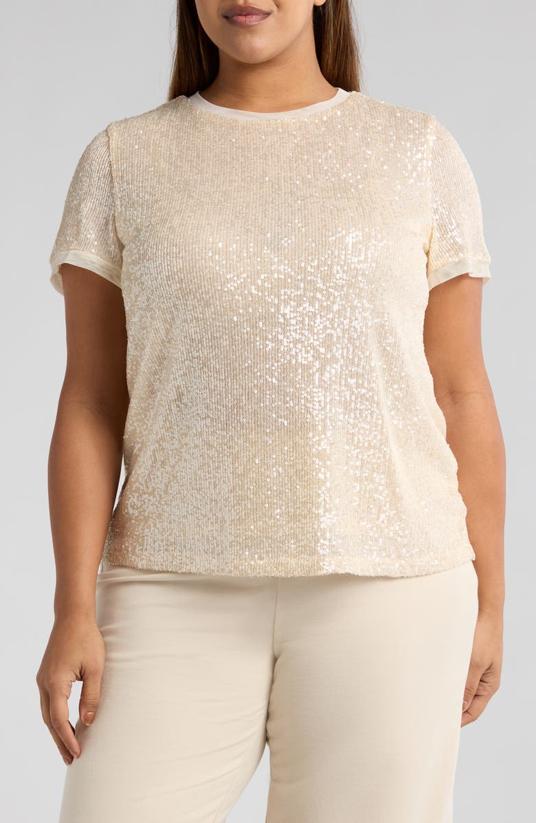 Anne Klein Sequin T-Shirt, Main, color, 