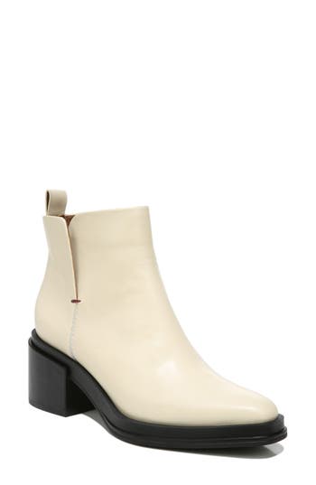Franco Sarto Dalden Womens Leather Square Toe Ankle Boots In Cream