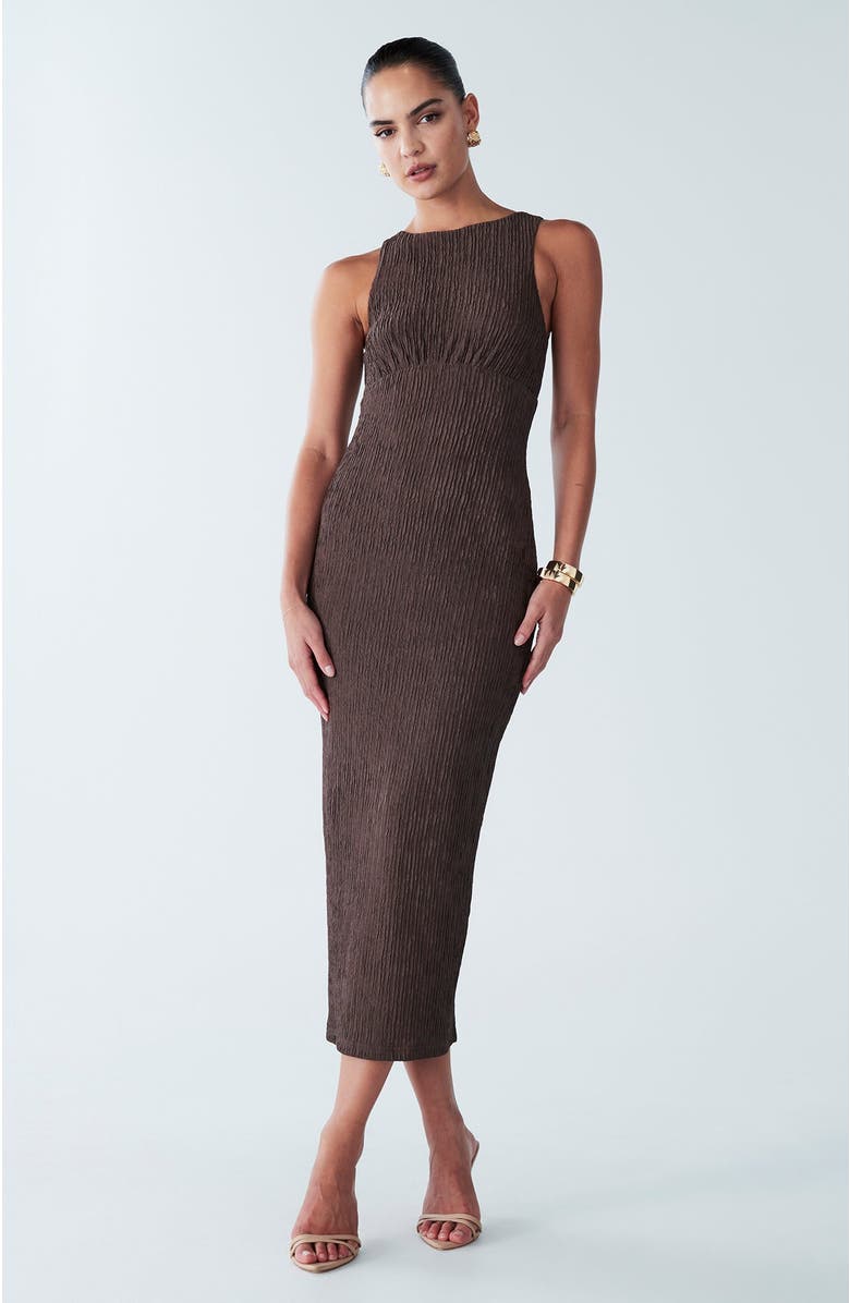 BWLDR Kimmy Midi Dress, Main, color, Chocolate