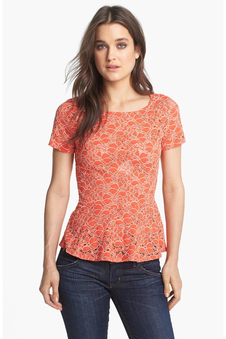 Lace Peplum Top, Main, color, TROPIC