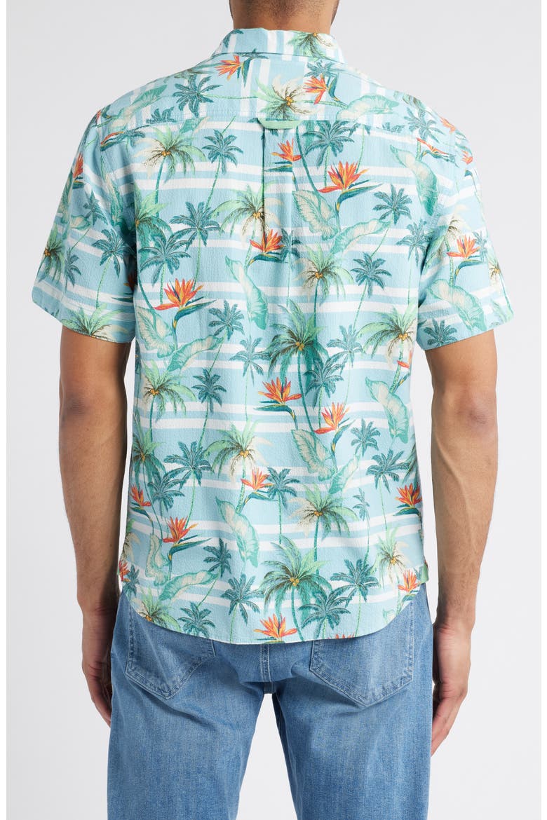 Nova Wave Palmero Stripe Floral Short Sleeve Cotton Seersucker Button-Up Shirt, Alternate, color, BLUE WHISPER