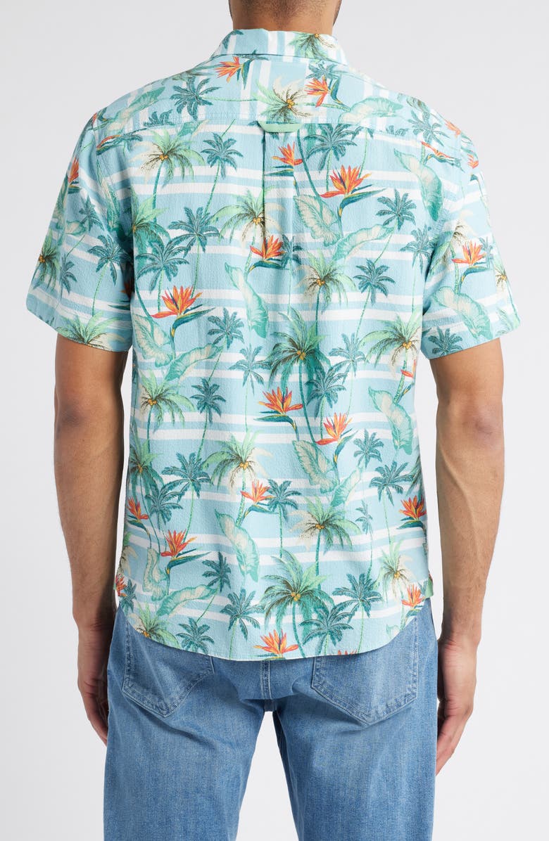 Tommy Bahama Nova Wave Palmero Stripe Floral Short Sleeve Seersucker Button-Up Shirt, Alternate, color, Blue Whisper
