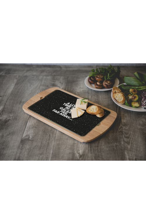 Picnic Time Billboard Glass Top Serving Tray In Black