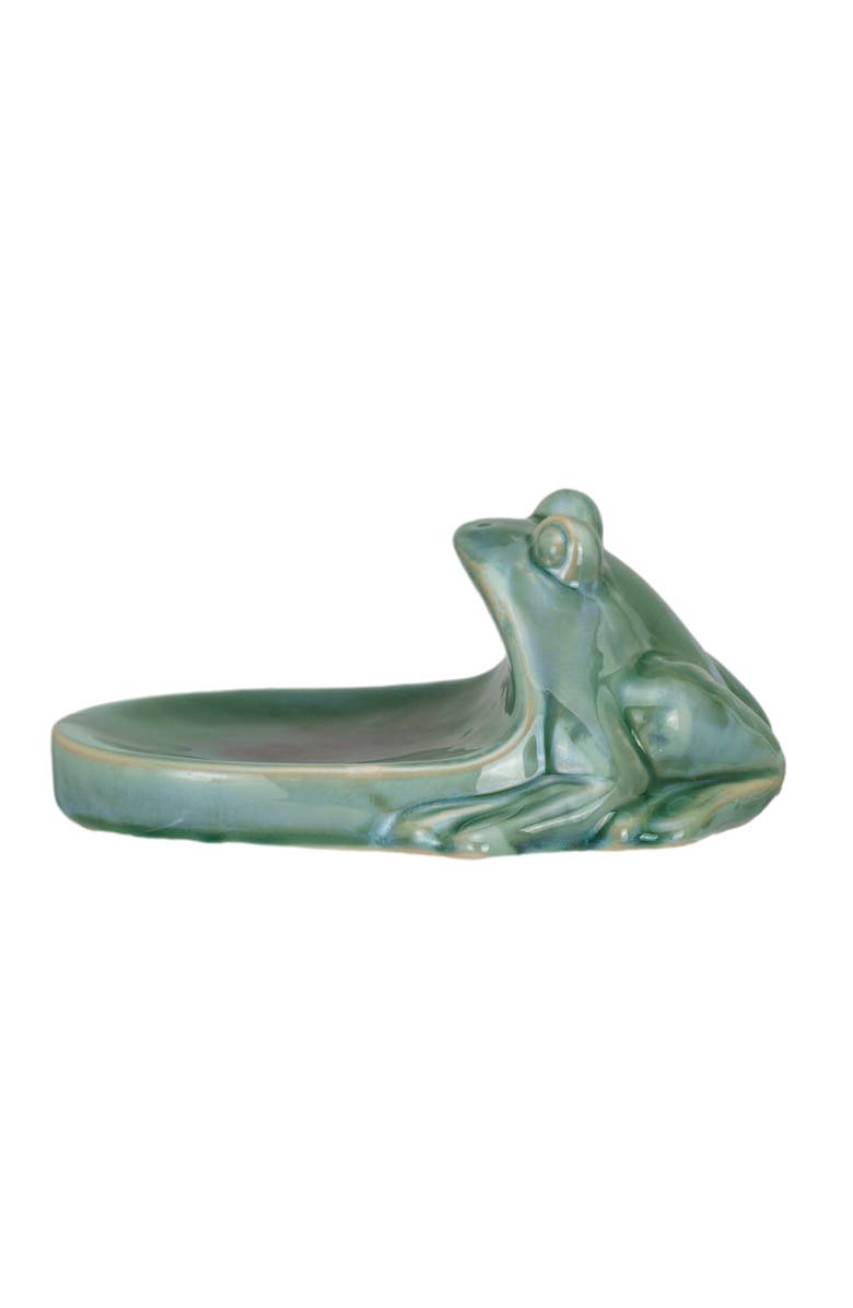 Storied Home Stoneware Frog Soap Dish with Reactive Glaze, Green, Main, color, Green