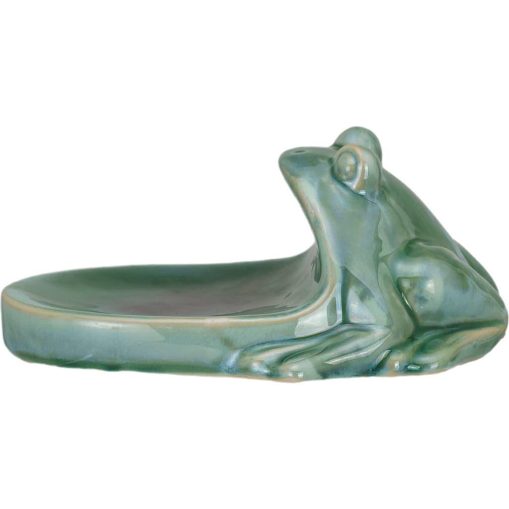 Storied Home Stoneware Frog Soap Dish With Reactive Glaze, Green