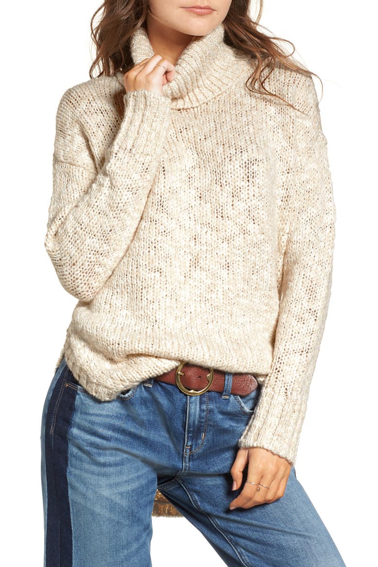 Turtleneck Sweater, Main, color, BEIGE BEACH COMBO
