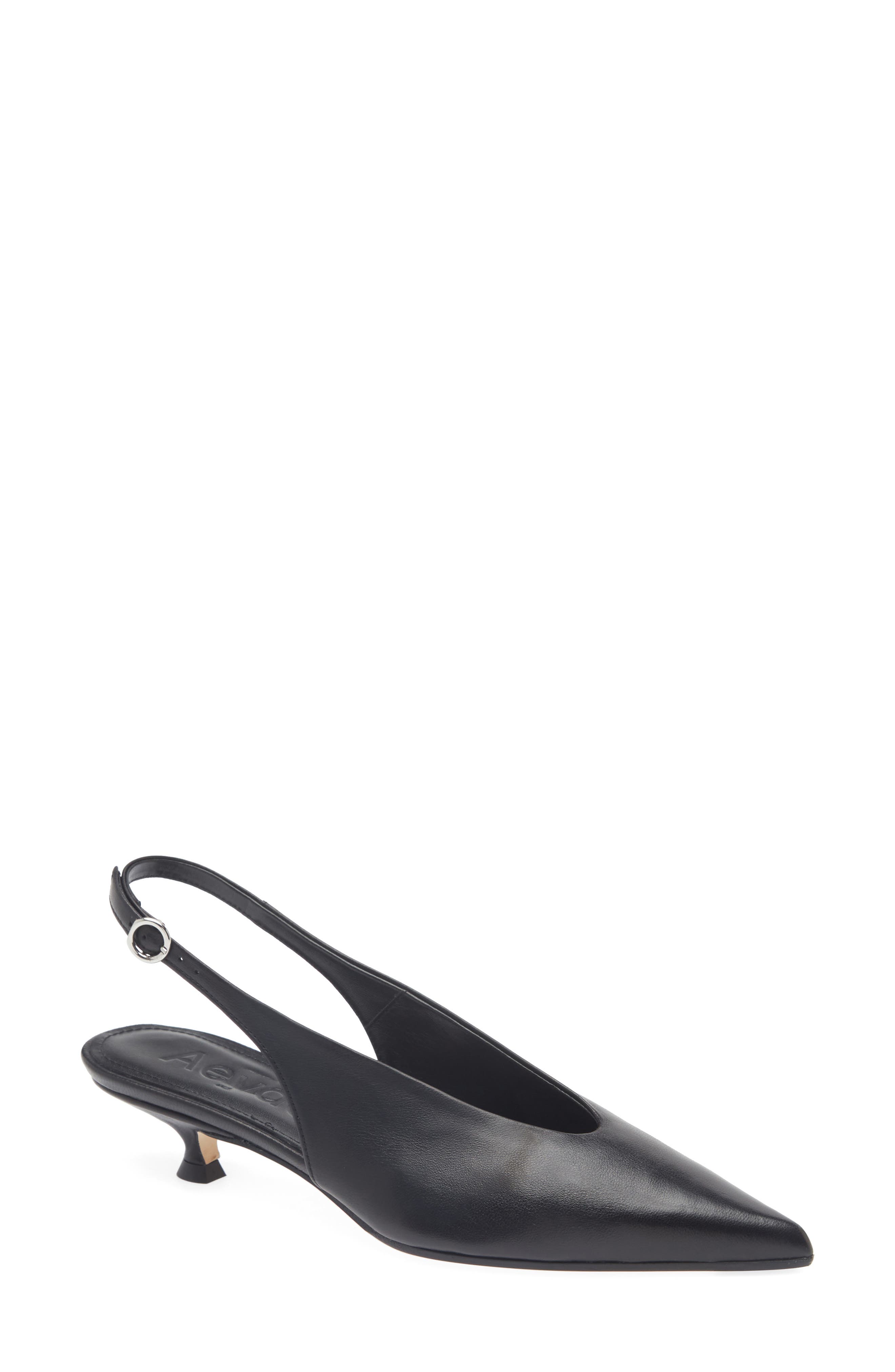 aeyde Camila Slingback Kitten Heel Pump, Main, color, Black