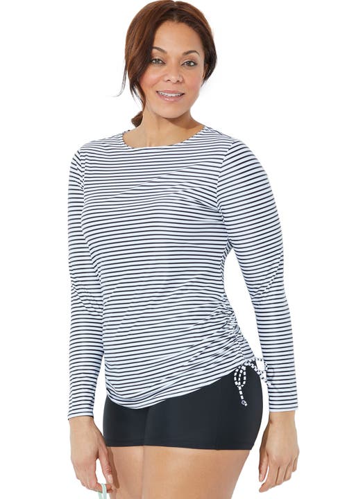 Swimsuits For All Chlorine Resistant Side-tie Adjustable Long Sleeve Swim Tee In Black