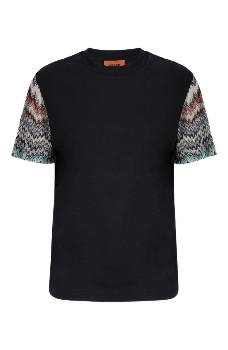 Missoni Short Sleeve T-shirt With Snake Pattern Insert, Alternate, color, Black