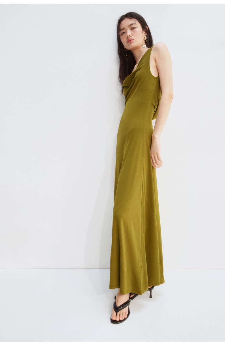 H&M Draped Jersey Dress, Alternate, color, Olive Green