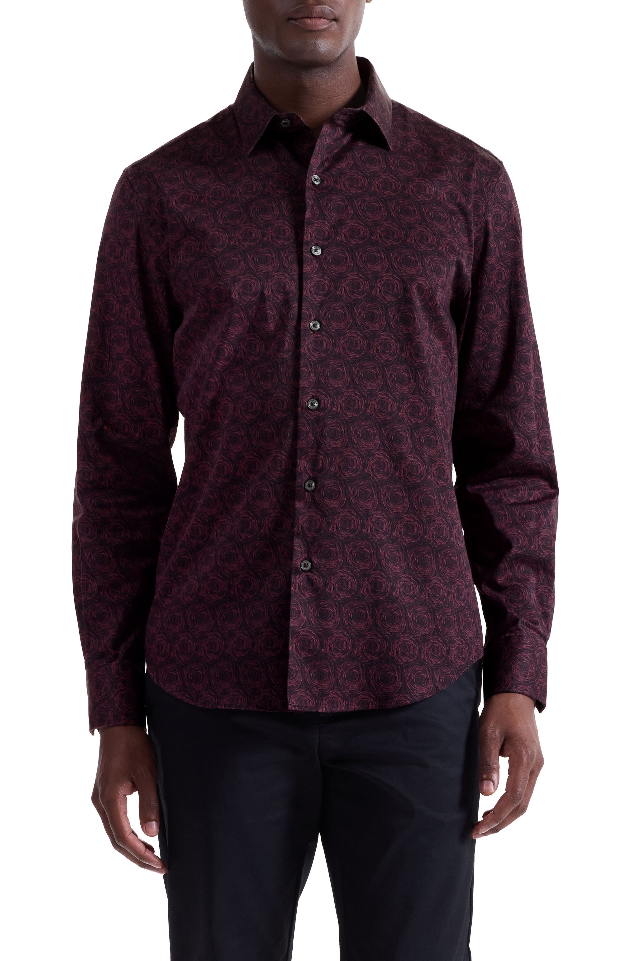 Bugatchi Julian Shaped Fit Abstract Print Button-Up Shirt