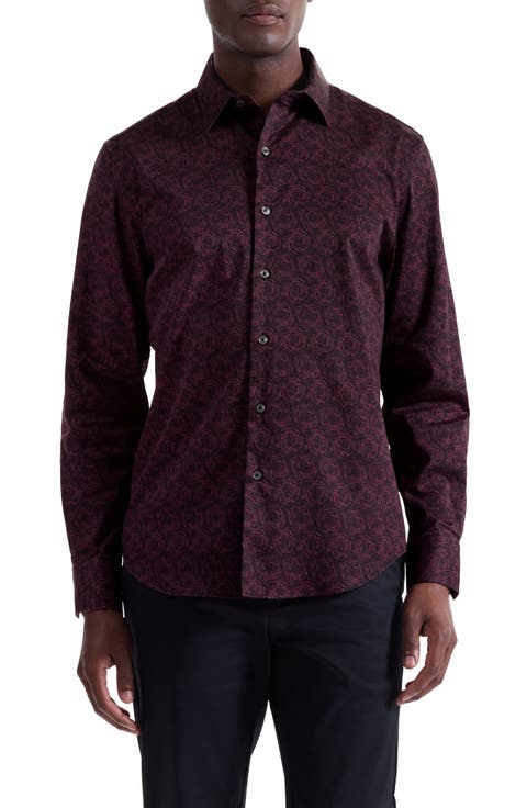 Julian Shaped Fit Abstract Print Button-Up Shirt
