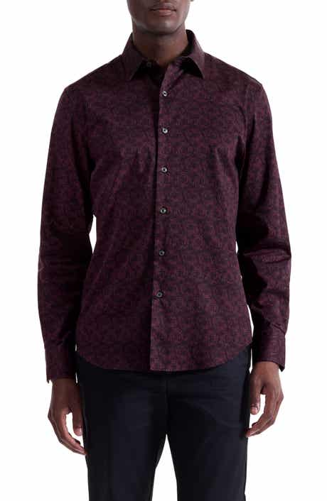 Bugatchi Julian Shaped Fit Abstract Print Button-Up Shirt