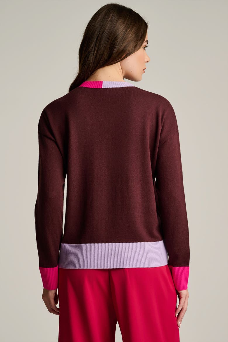 Bold Block Cotton Cashmere Sweater, Alternate, color, Rum Rasin