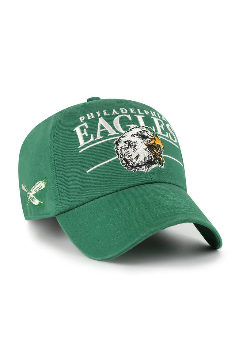 Men's '47 Kelly Green Philadelphia Eagles Throwback Graphic Clean Up Adjustable Hat, Main, color, Kelly Green