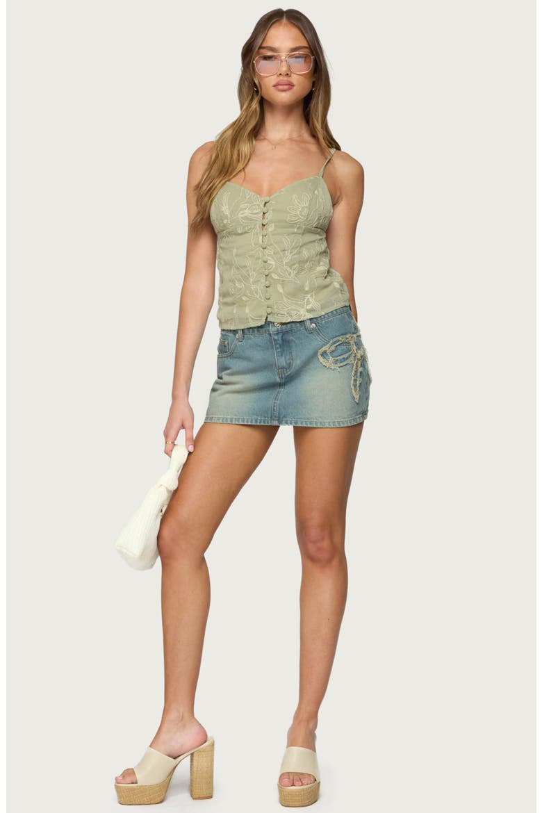 Embroidered Button-Up Camisole, Alternate, color, GREEN