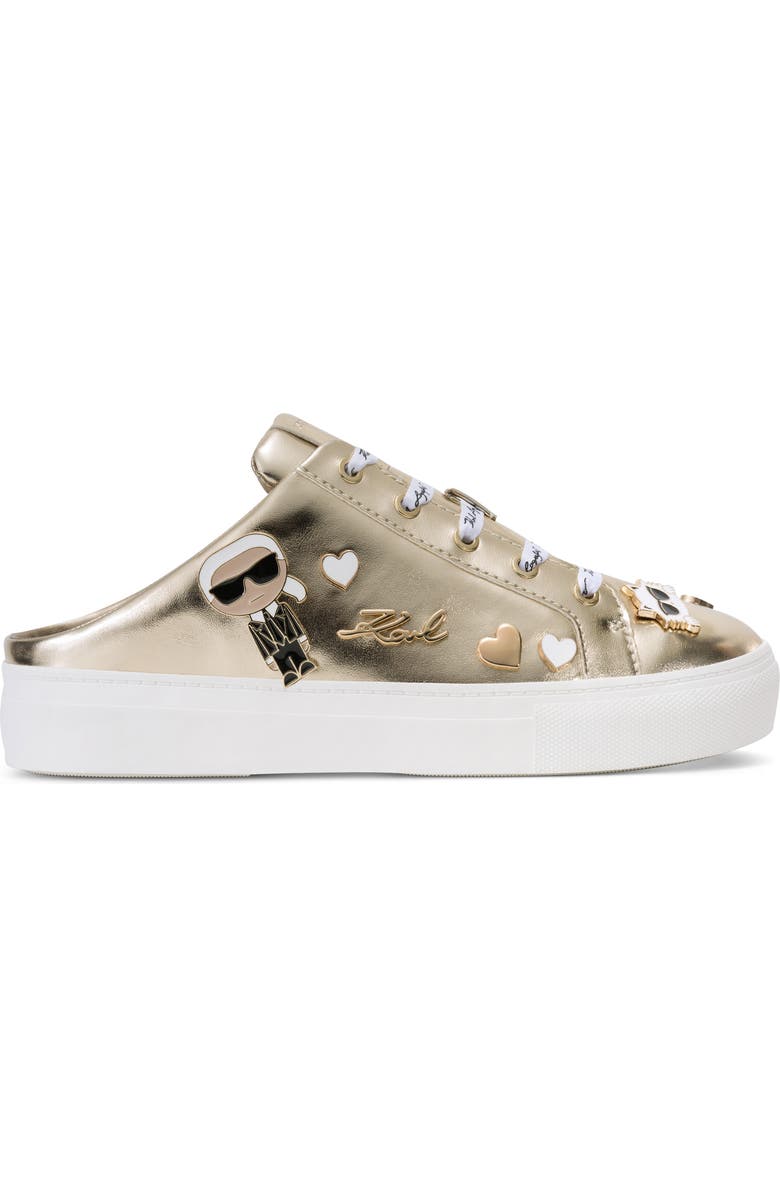 KARL LAGERFELD PARIS Cambria Platform Mule Sneaker, Alternate, color, White Gold