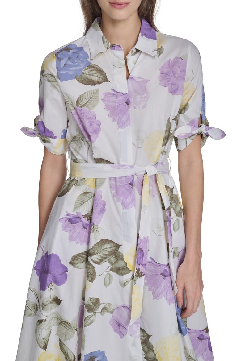 Short Sleeve Cotton Shirtdress, Alternate, color, ENGLISH LAVENDAR MULTI