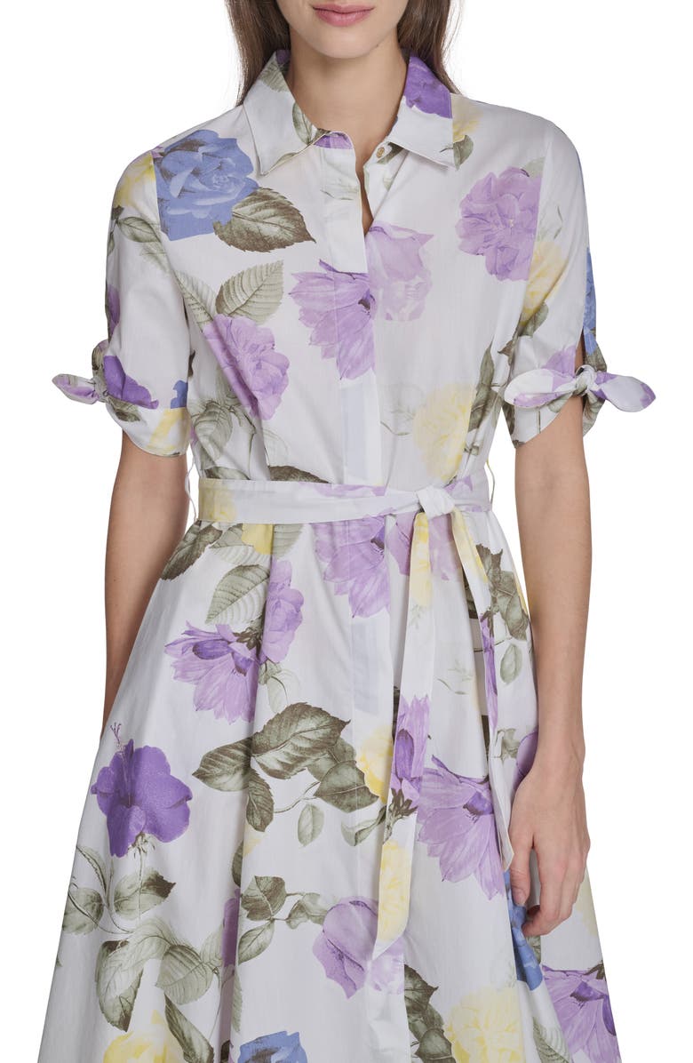 Calvin Klein Short Sleeve Cotton Shirtdress, Alternate, color, English Lavendar Multi