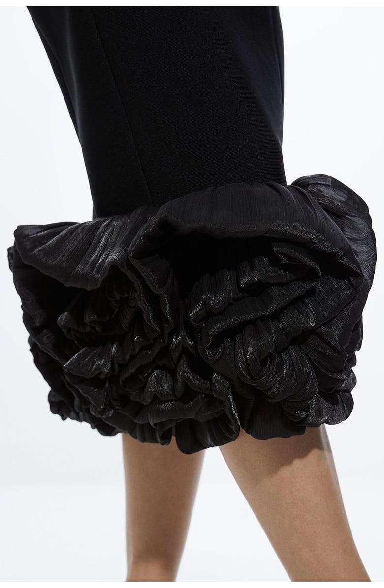 Karen Millen Ruffle Hem Halter Knit Midi Dress, Alternate, color, Black