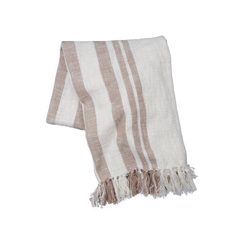Carol & Frank 50" X 60" Morgan Tasseled Woven Throw In Neutral