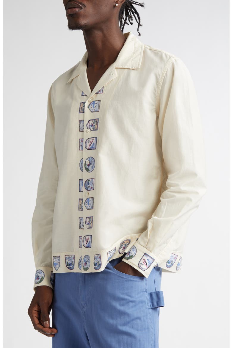 Ski Season Long Sleeve Cotton & Silk Button-Up Shirt, Alternate, color, ECRU