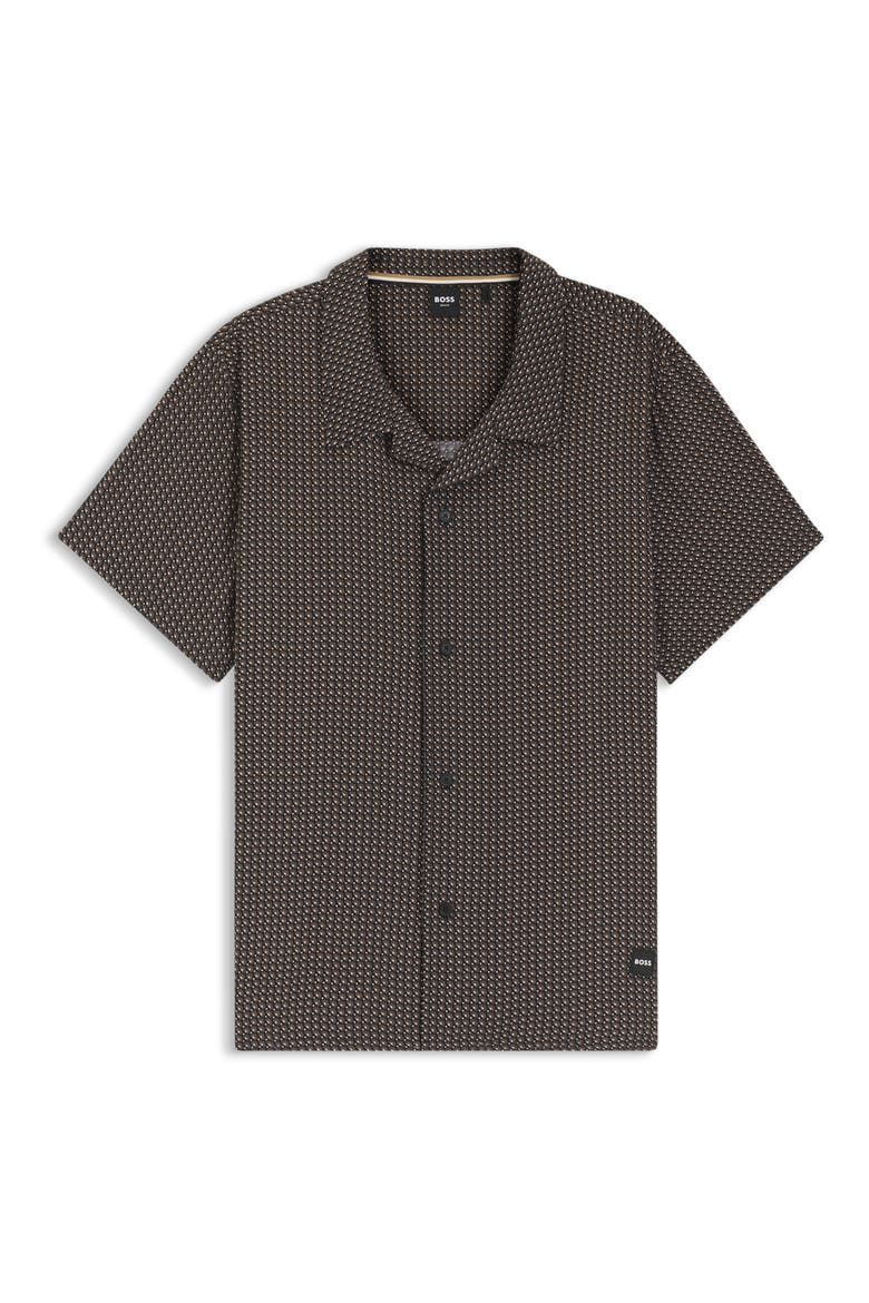 Beach Print Camp Shirt, Alternate, color, BLACK
