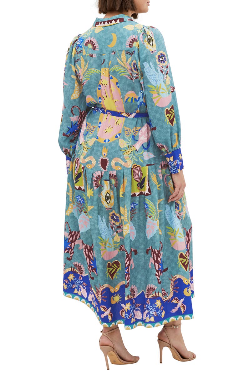 City Chic Calista Mixed Print Long Sleeve Maxi Shirtdress, Alternate, color, Mystic Gaze