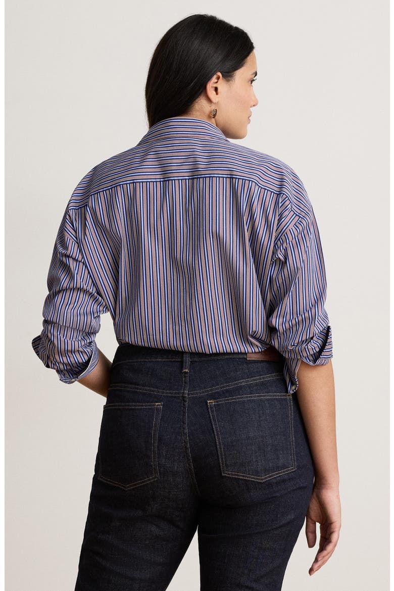 Embroidered Stripe Shirt, Alternate, color, NAVY BLUE/ ORANGE