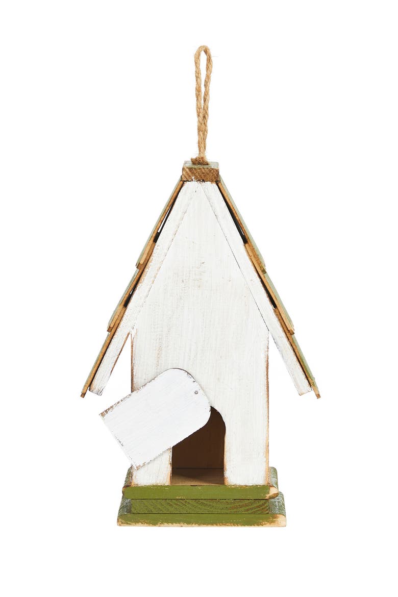 Rustic Garden Distressed Solid Wood Decorative Bird House, Alternate, color, Bright Green