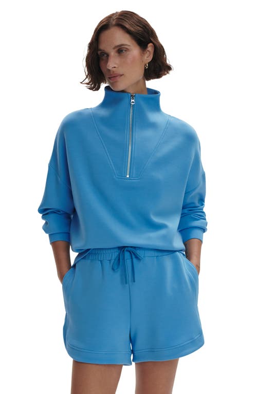 Shop Varley Hawley Half-zip Sweatshirt In Azure Blue