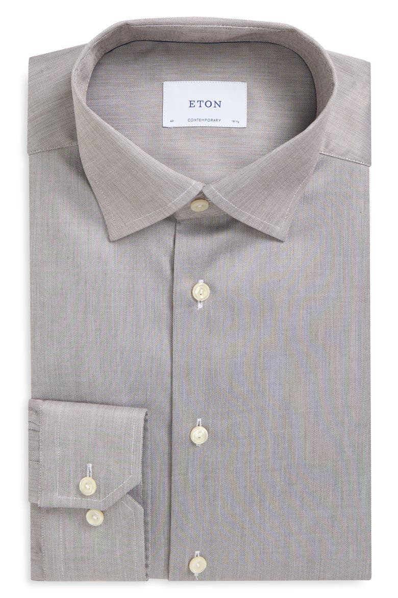 Contemporary Fit End on End Cotton Shirt, Alternate, color, MEDIUM BROWN