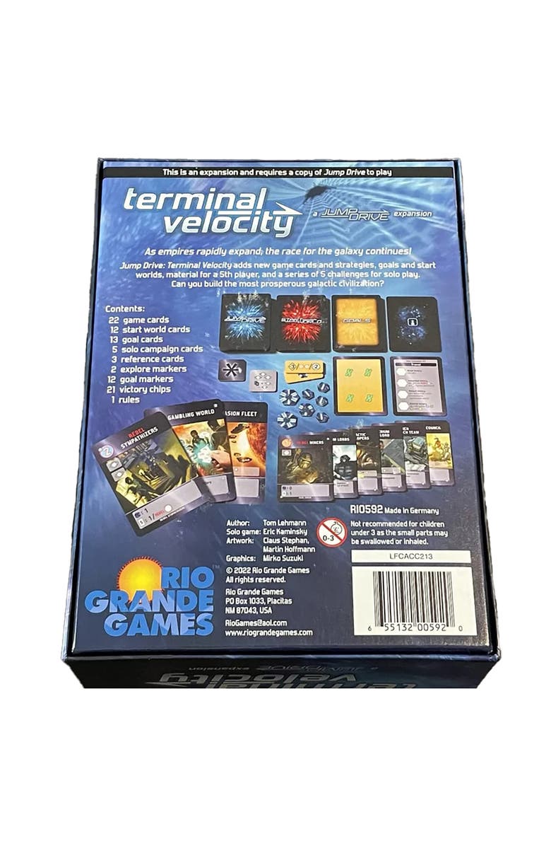 Rio Grande Games-ACH Jump Drive Terminal Velocity Expansion Galaxy Race Card Game, 15 Players, Alternate, color, Multicolored