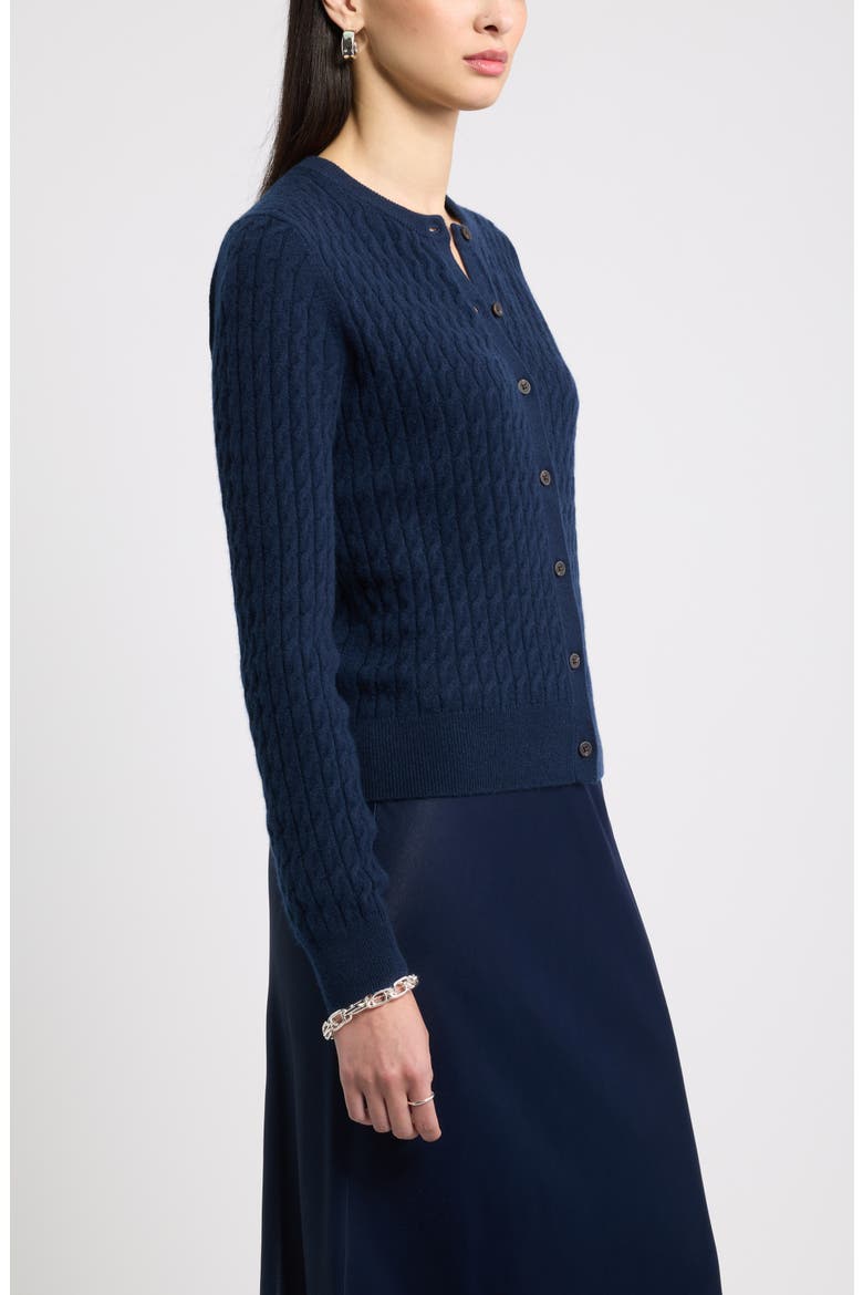 Cashmere Mini Cable Cardigan, Alternate, color, NAVY NIGHT