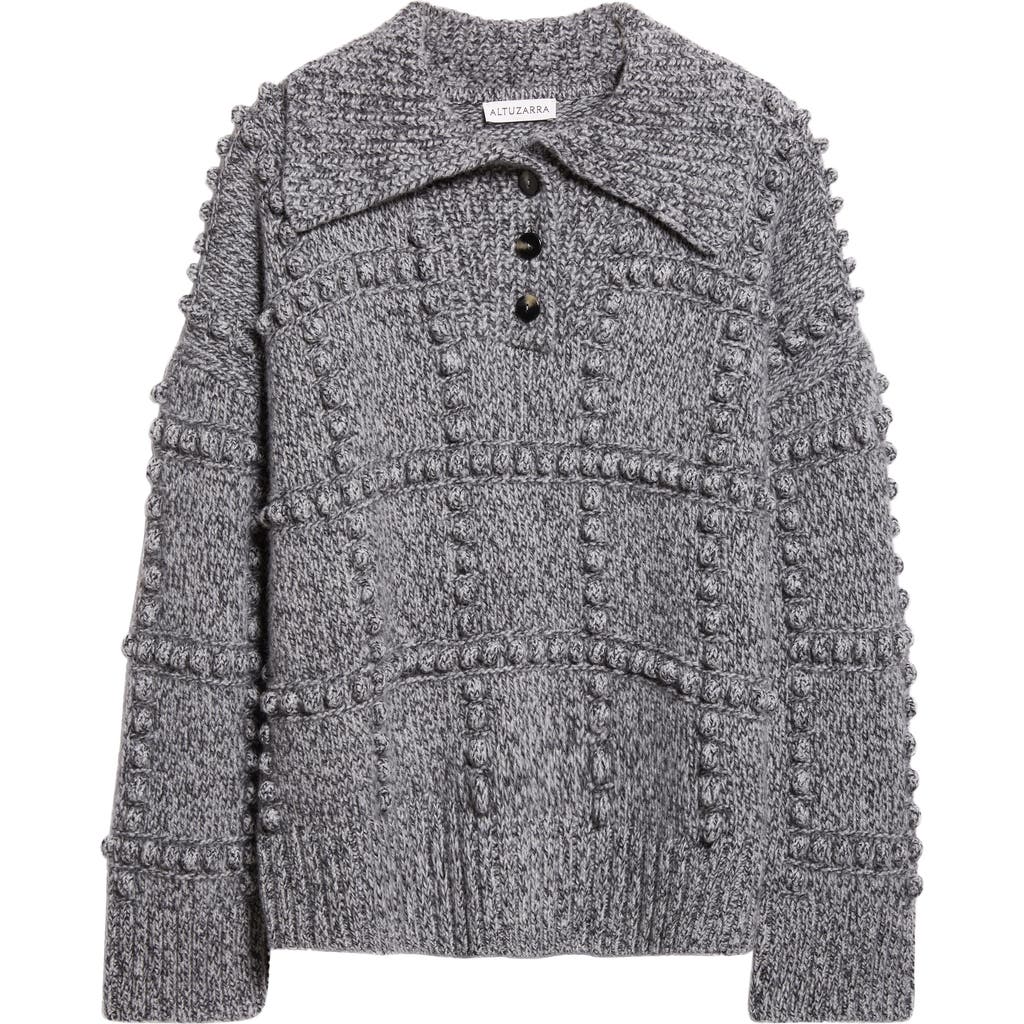 Altuzarra Mitch Textured Merino Wool Polo Sweater In Gray