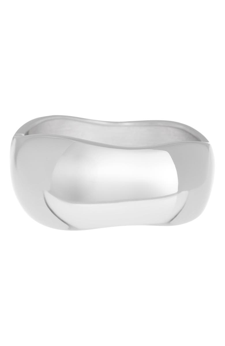 Open Edit Puffy Wavy Bangle, Main, color, Silver