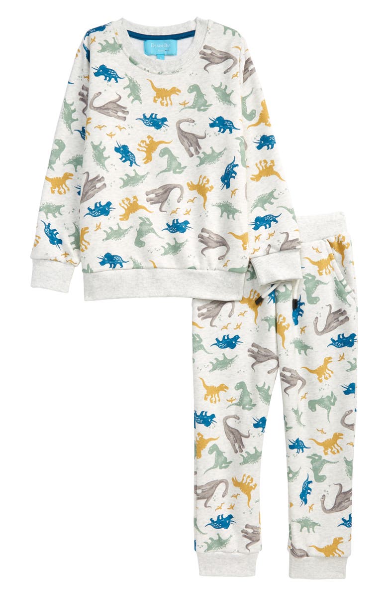 Denim Bay Kids' Dinosaur Sweatshirt & Sweatpants, Main, color, 