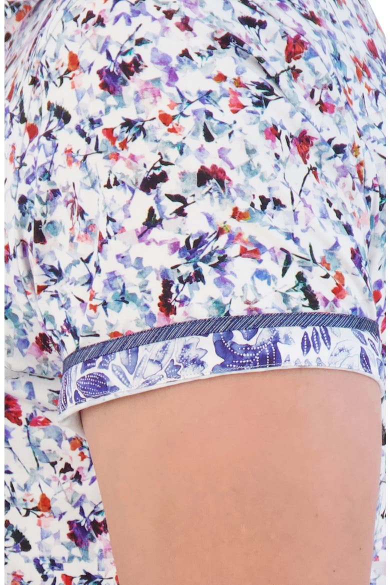 Bavaro Floral Short Sleeve Cotton Knit Button-Up Shirt, Alternate, color, WHITE MULTI