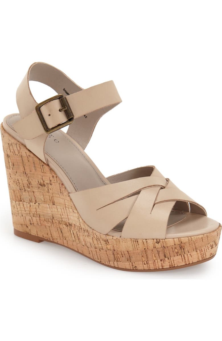 Hinge 'Hadley' Wedge Sandal, Main, color, Nude Leather