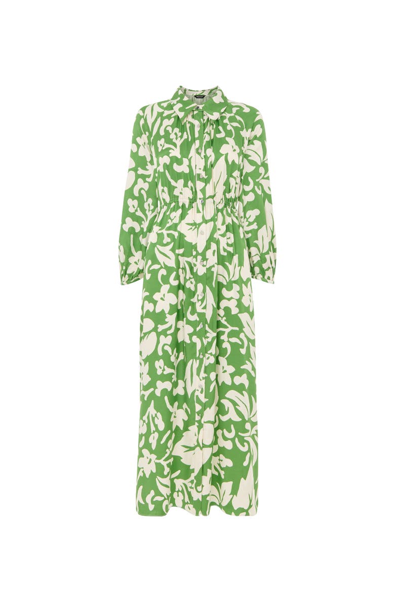 Floral Trapeze Shirt Dress, Alternate, color, Grn/Multi