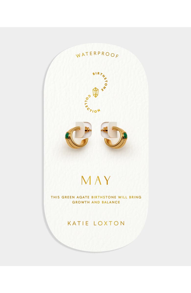 Katie Loxton 'May' Waterproof Gold Birthstone Hoop Earrings, Alternate, color, May
