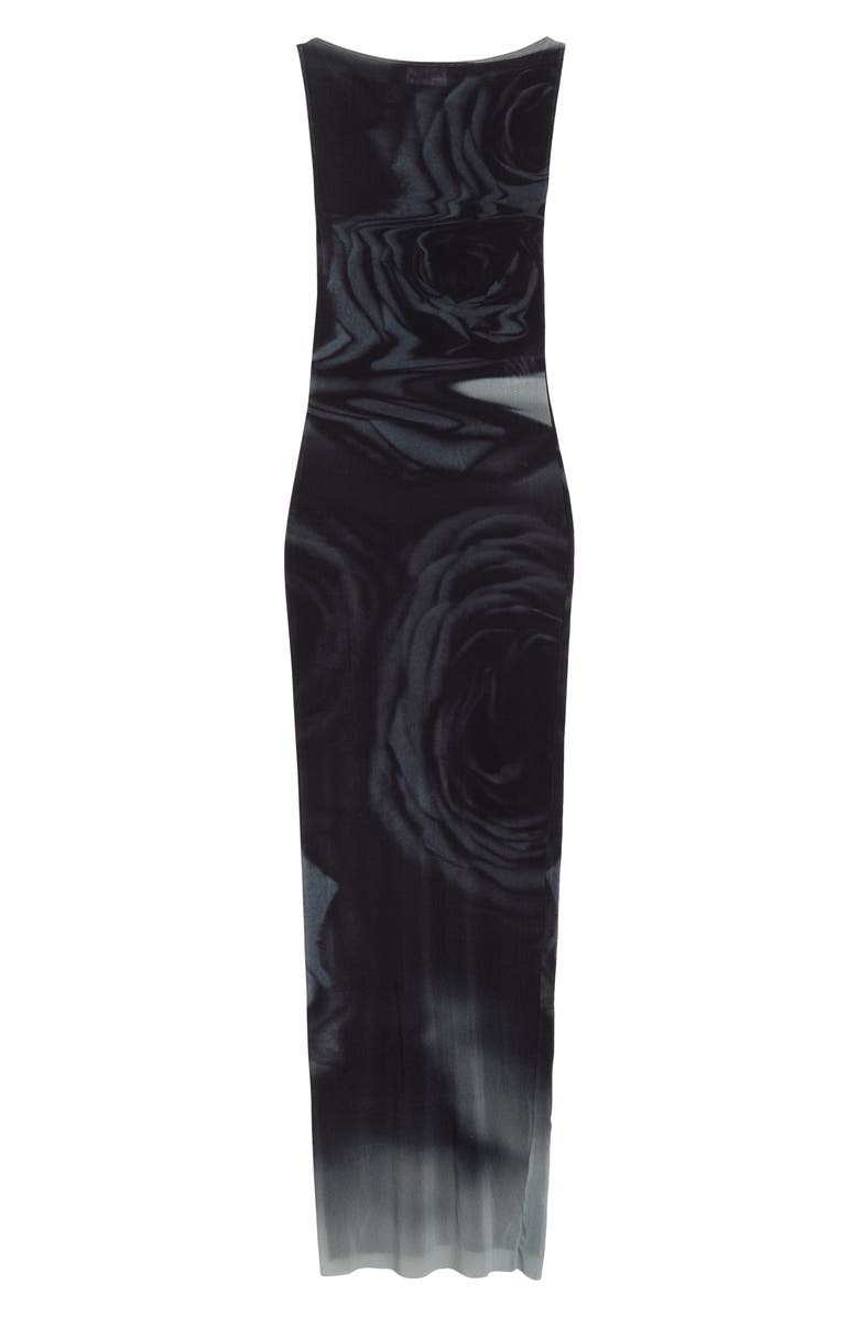 Jean Paul Gaultier Blurry Roses Print Mesh Dress, Alternate, color, Black/ Grey/ White