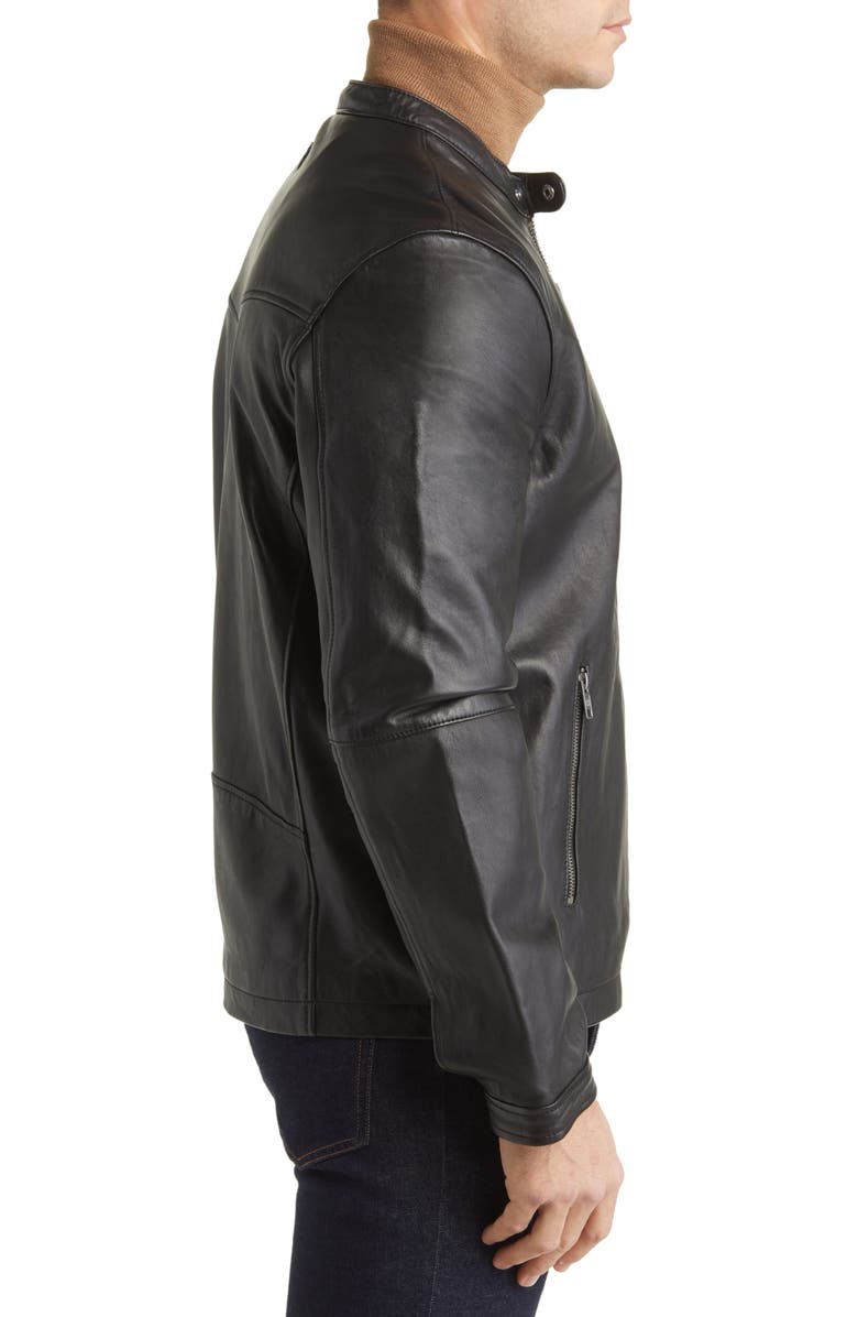 Frye Café Racer Leather Jacket, Alternate, color, Black