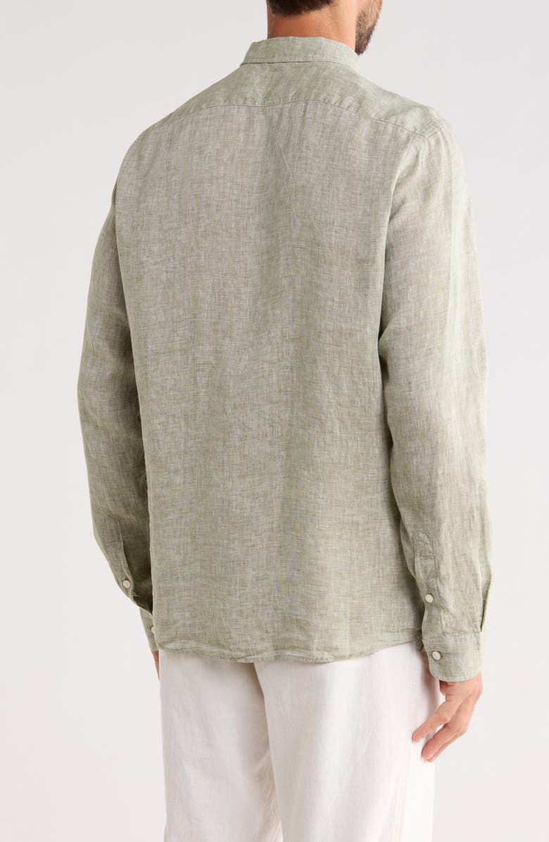 BOSS Liam Linen Dress Shirt, Alternate, color, Medium Green