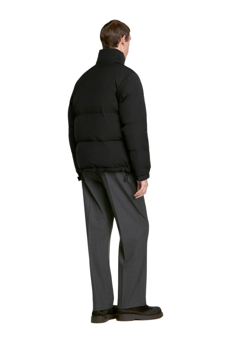 Zip-up tech fabric puffer jacket, Alternate, color, Carbon black