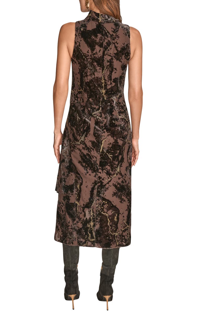 Donna Karan New York Sleeveless Metallic Burnout Midi Dress, Alternate, color, Chocolate Plum