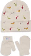 Toby Embroidered Dino Beanie & Mittens Set